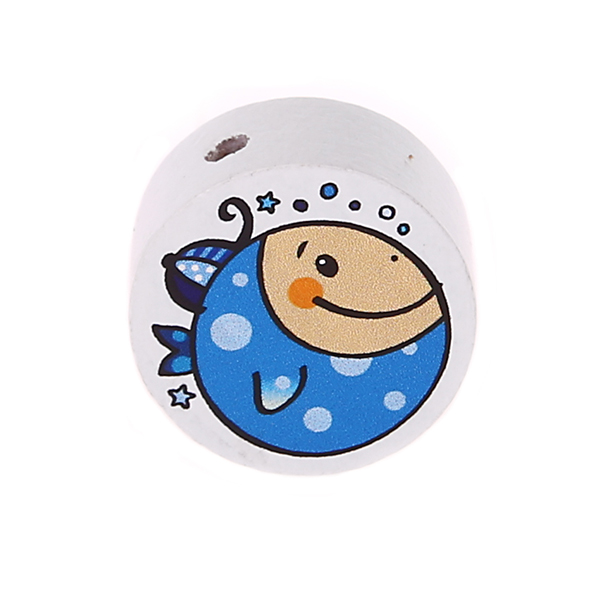 Motif bead disc fish small blue 36 in stock 